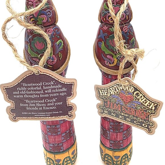 Jim Shore Heartwood Creek 2004 Red Sunburst Tulip Santa 3 Hanging Ornaments 6" - Picture 6 of 8